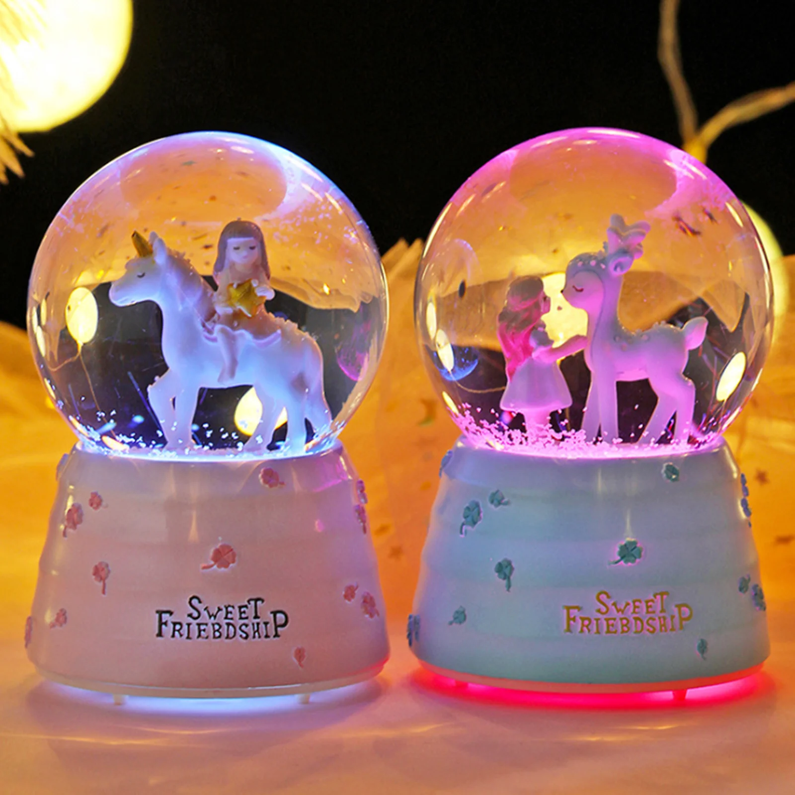 

Unicorn Snow Music Snow Globe Gift Resin Crystal Ball Desktop Decor Birthday Gift Holiday Party Ornament Musical Globe