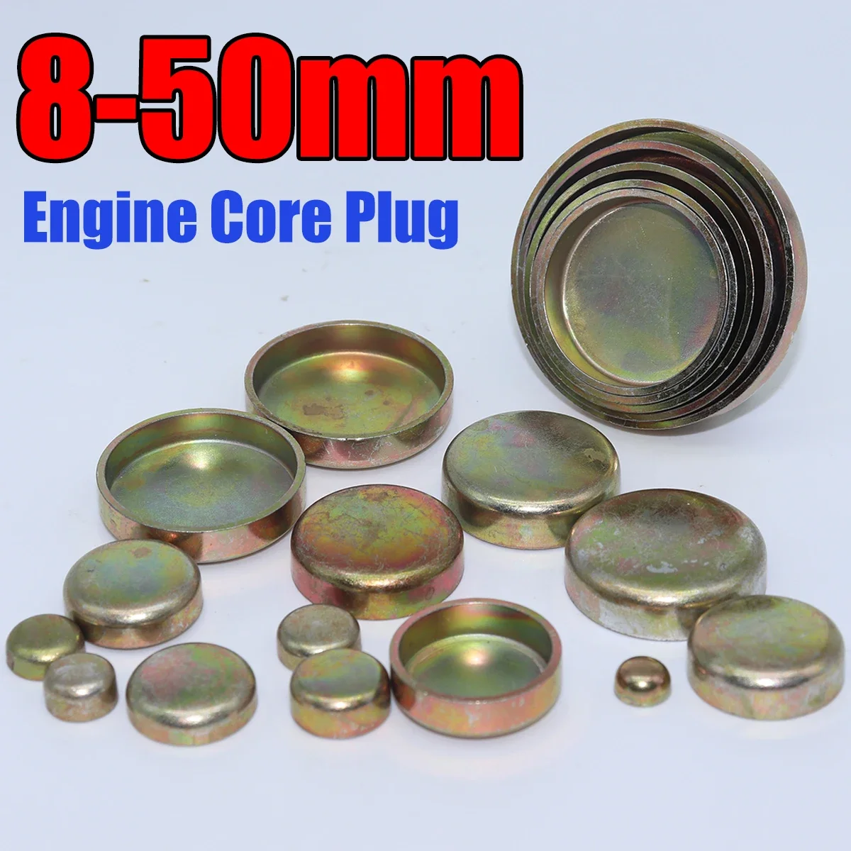 Engine Core Plug 8-50mm Freeze Expansion Welch Plug Zinc Plated Cup 1.6L Cylinder Head Block Pipe Fitting Connector Spare Parts