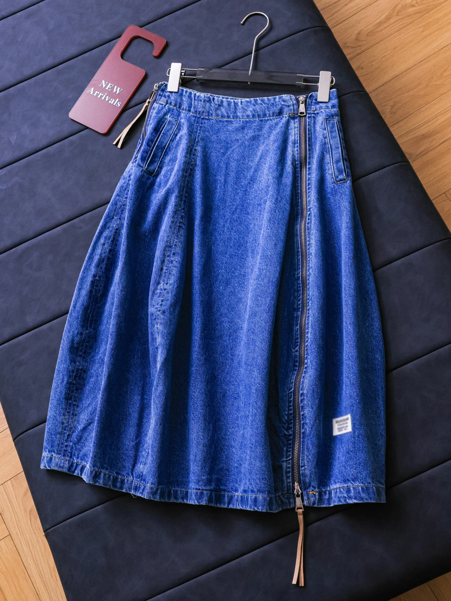 

Blue High Waist Slimming Versatile Zipper Bloomer Skirt Denim Women's Half Skirt Spring 2026 New Style Cotton High Elasticity
