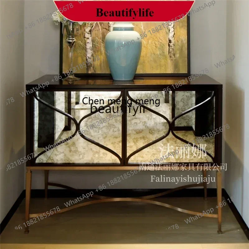 

G153 Light luxury door cabinet Entry foyer aisle Decorative storage Edge cabinet Mirror partition cabinet