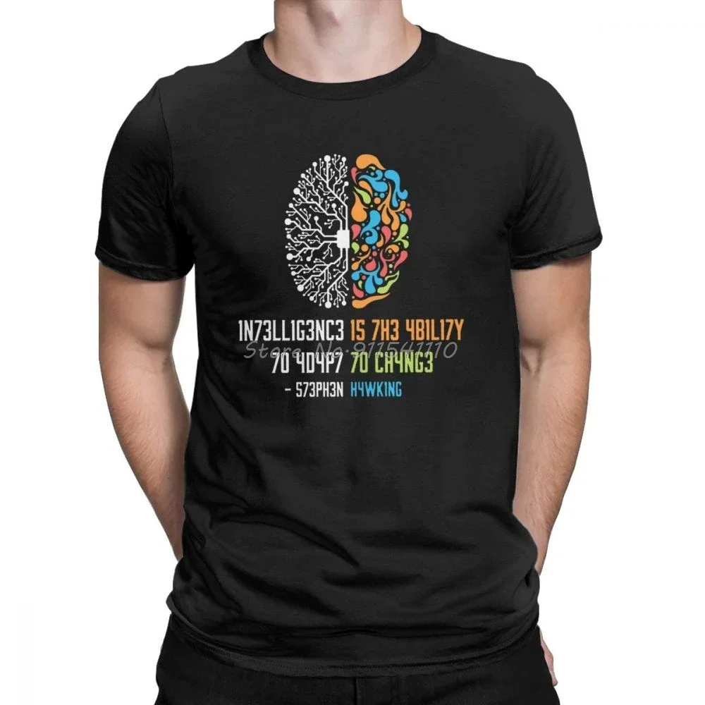 

100% Cotton Tee Shirt Intelligence Men T Shirt Intelligence Is The Ability To Adapt To Change Vintage Science Slogan T-Shirt