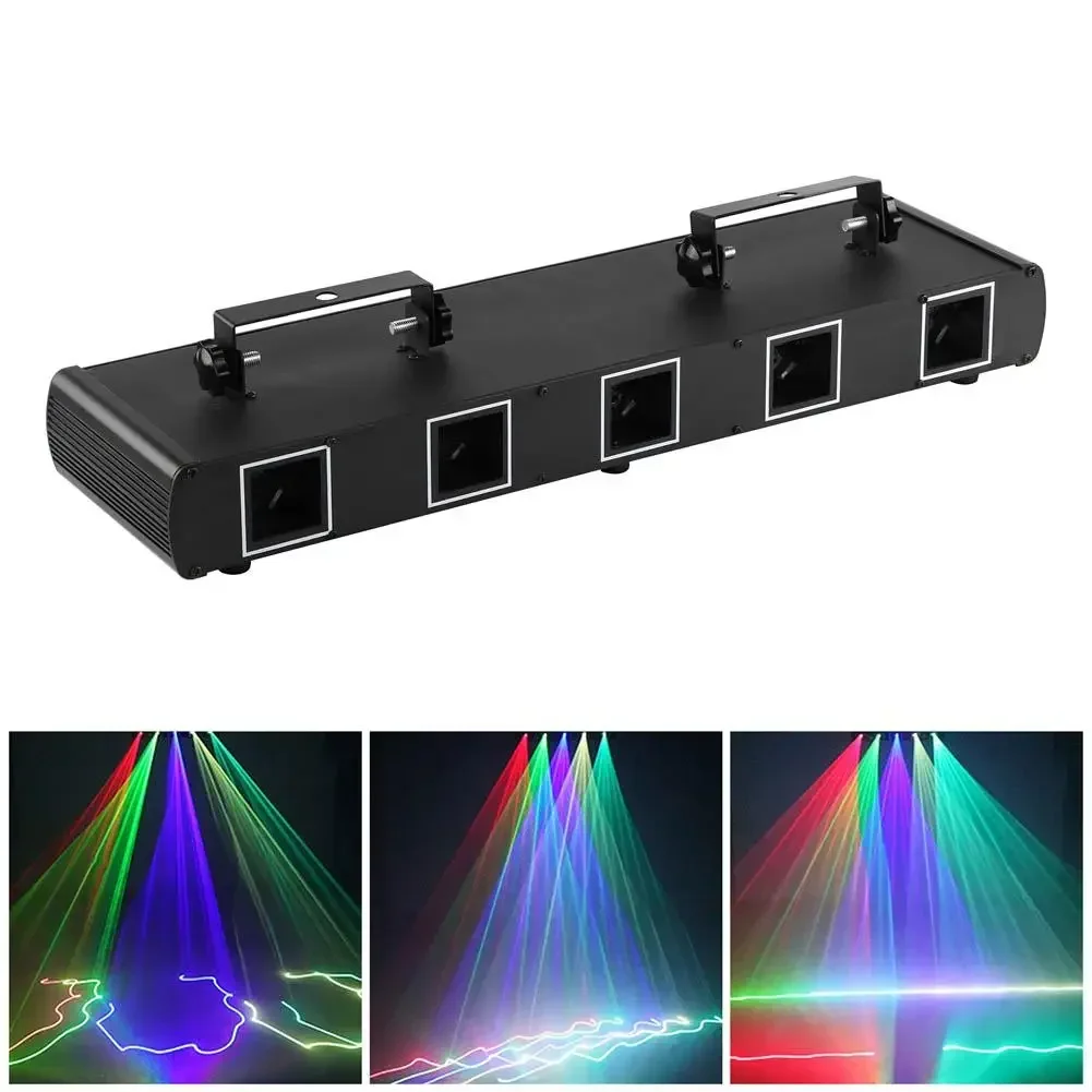 U`King RGBYC Five-hole Disco Laser Light Stage Effect Lighting 11CH DMX Sound Control for DJ Club Party Show