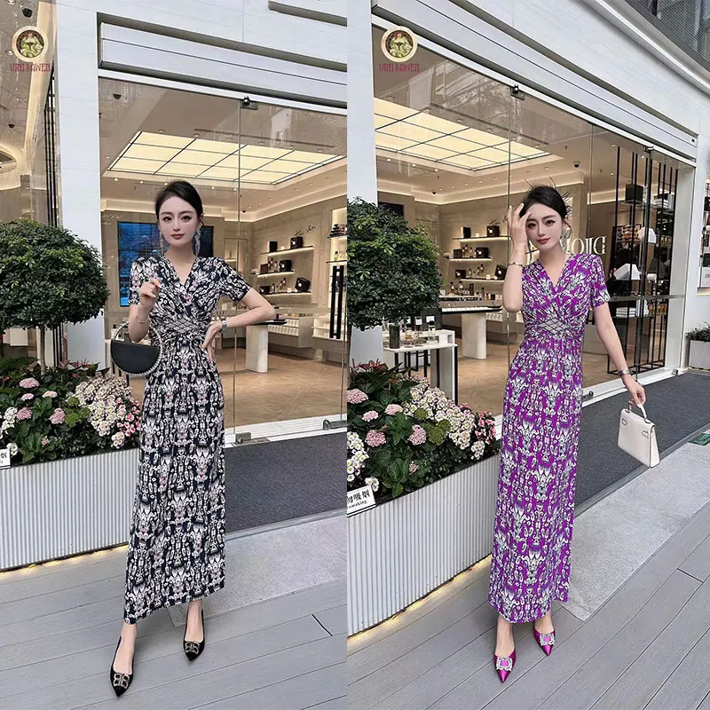 Fashionable and elegant printed design dress with exclusive style, noble and slimming women's clothing, high-qualit #S-F23080