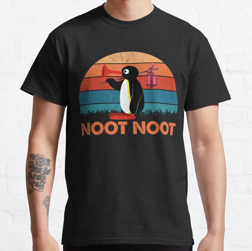 

Noot Noot Pingu - Noot Meme Gift Retro 80s cartoon graphic t shirts Funny Penguin Lover Gift t shirt 100% cotton arge size tops