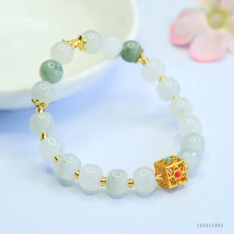 Браслет Guochao Tianshan Cuiyu, браслет из натурального нефрита, женские украшения