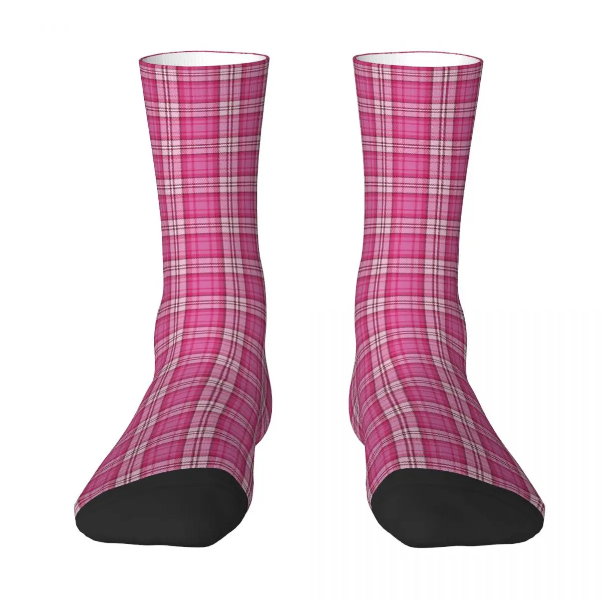 Couple Socks Bright Pink Tartan-Abstract Geometric Vintage  Stockings Autumn Trendy Medium Soft Socks Sports Anti-Slip Socks