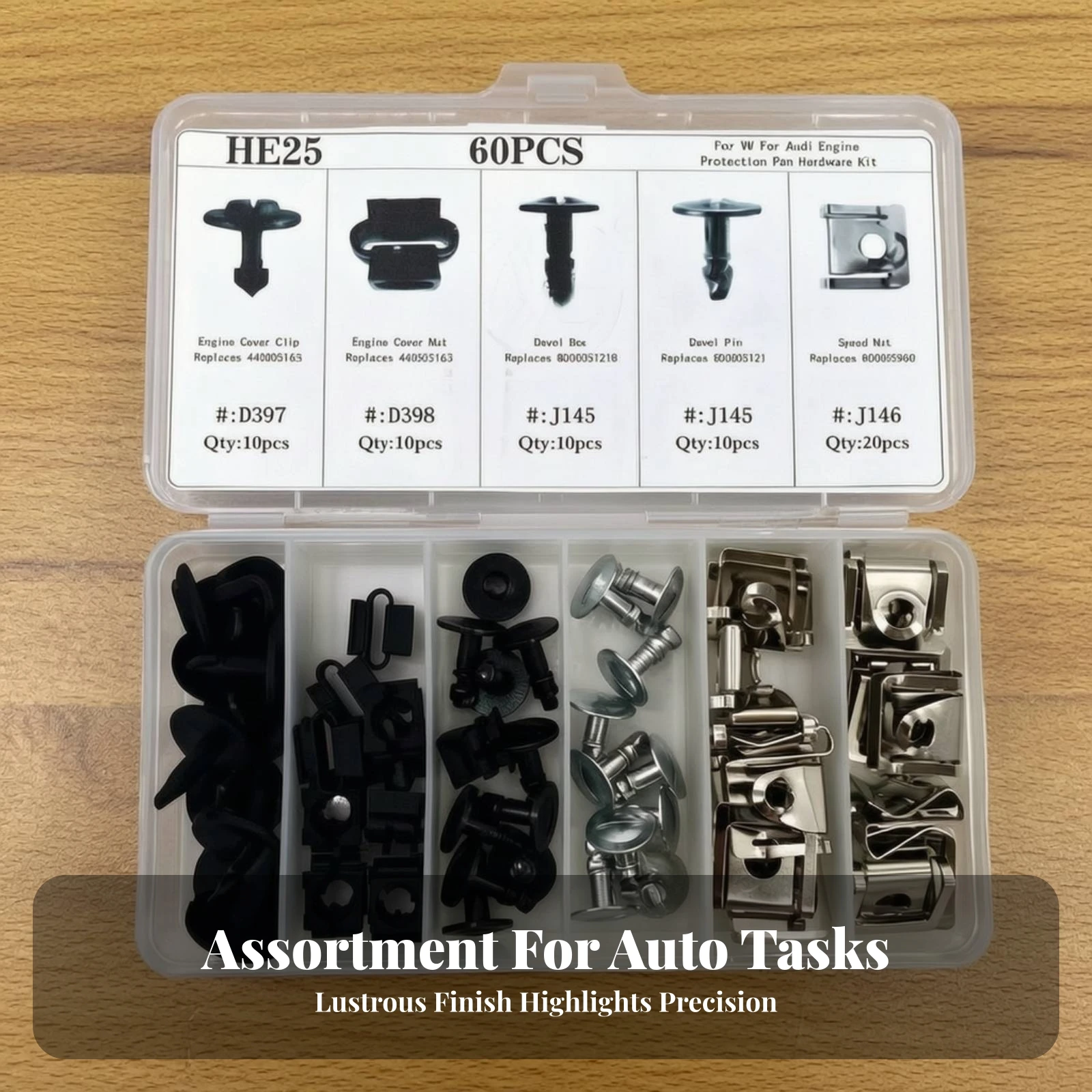 60 Pieces Engine Under Cover Fastener Kit Secure Undertray Clips Engine Cover Clips Practical for DIY Car Owners
