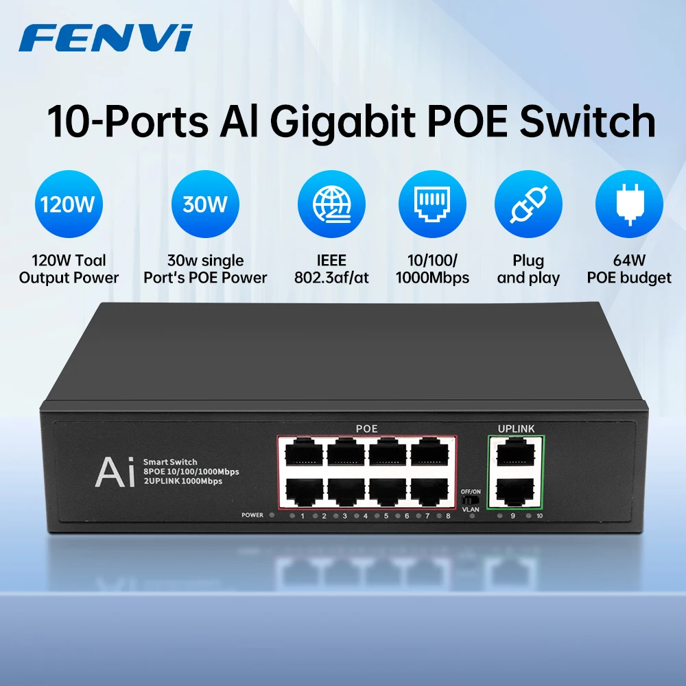 fenvi-6-10-ports-poe-switch-100-1000mbps-2-uplink-8-poe-gigabit-switch-ieee8023af-at-network-adapter-plug-play-for-wifi-router