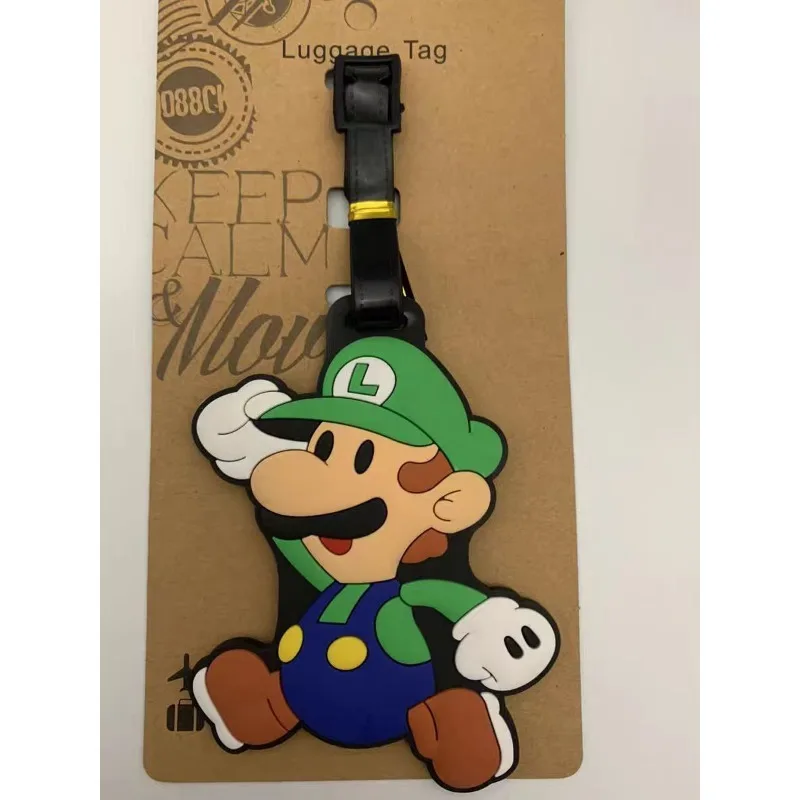 게임 마리오 귀여운 수하물 태그 액세서리 실리카겔 여행가방 ID 주소 홀더 수하물 태그 장식 장난감