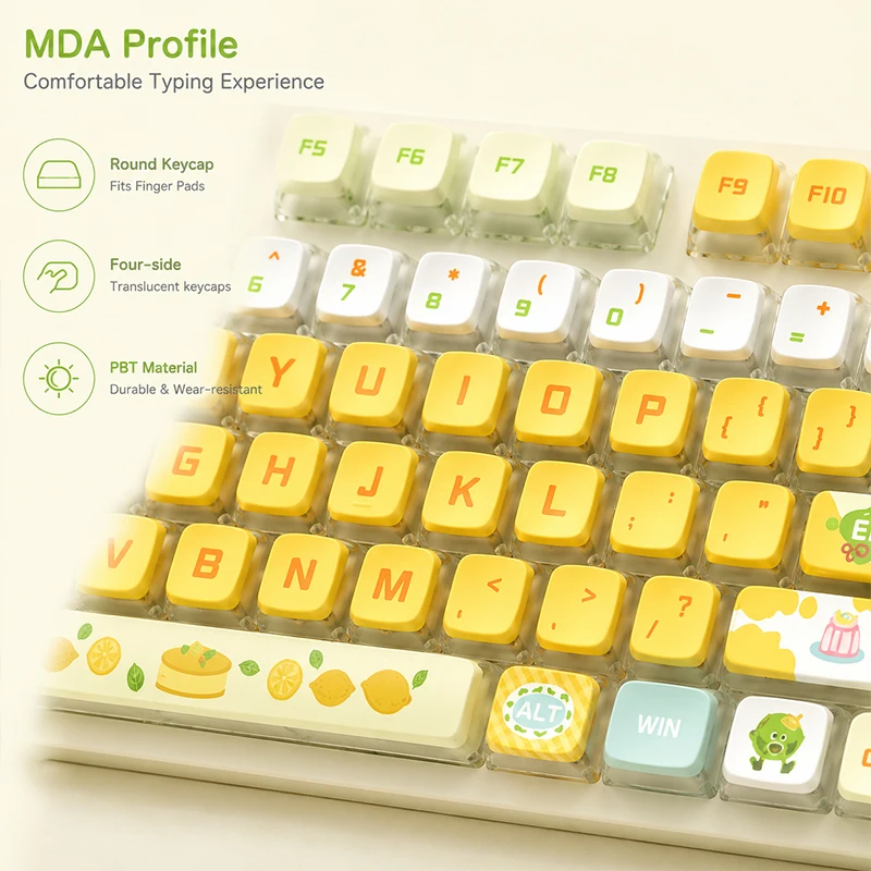122key/set PBT Salt Lemon Cheese keycap MDA height pudding four sided translucent sublimation mechanical keyboard keycap