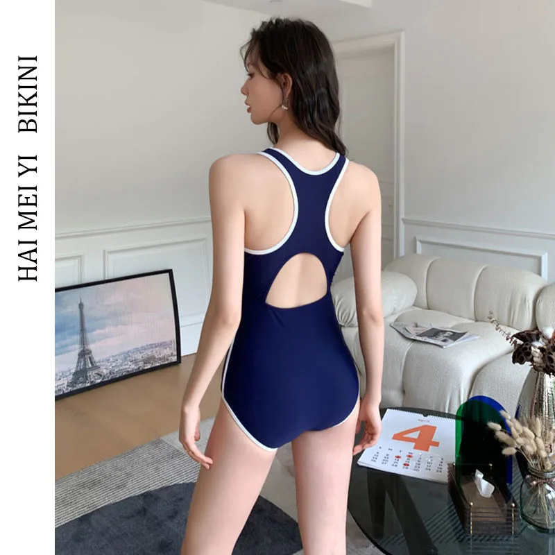 

Новый простой ретро-купальник с цветовыми блоками для женщин, корректирующий фигуру, для горячих источников, с фиксированными вкладышами для груди