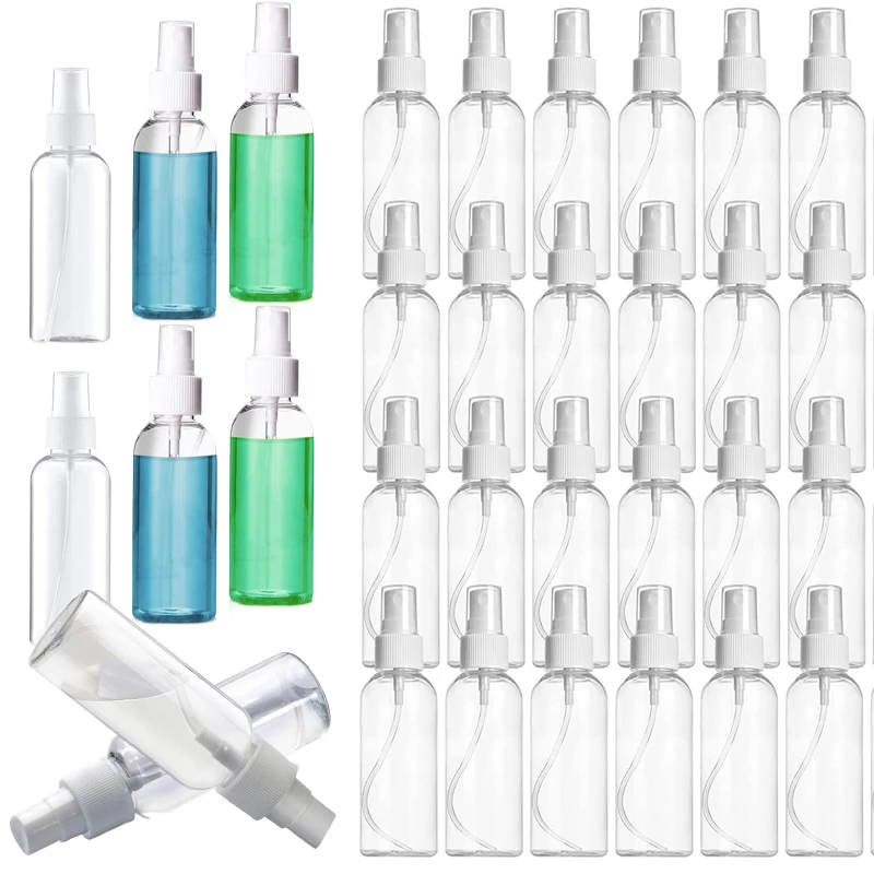 100Pcs PET Plastic Spray Bottles10/20/30/50/100 ml Clear Empty Fine Mist Travel Refillable Containers For Liquid Cosmetics Water