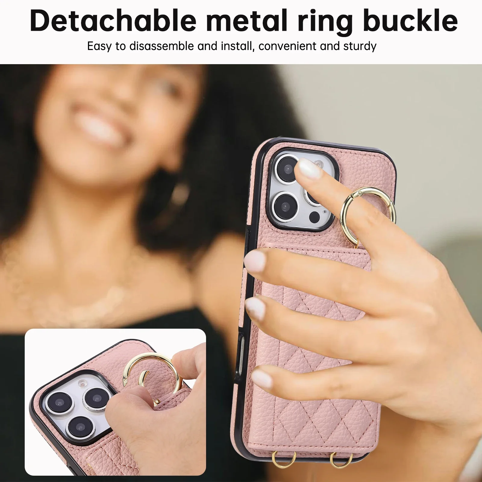 محفظة كروس مع حامل بطاقة حافظة هاتف جلدية لهاتف آيفون 17 Air 16E 17 16 15 14 13 12 11 Pro Max X XR 7 8 Plus غطاء حلقي #2