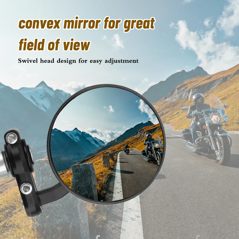 2Pcs Motorcycle Black Handle Bars Rear Mirror Handlebar End Mirror 22mm Fits For Most Harley Suzuki Honda Kawasaki