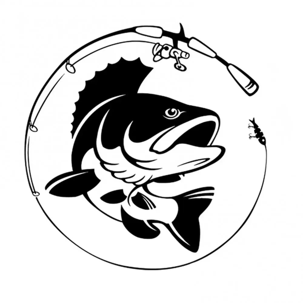 Fishing Rod Hobby Fish Vinyl Auto Car Sticker Motorcycle Vehicle Decor Accessory