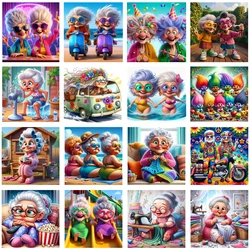 DIY Diamond Painting Fashion Old Woman Pattern Handmade Wall Decoration Art Mosaic Full Round Diamond Frameless Painting