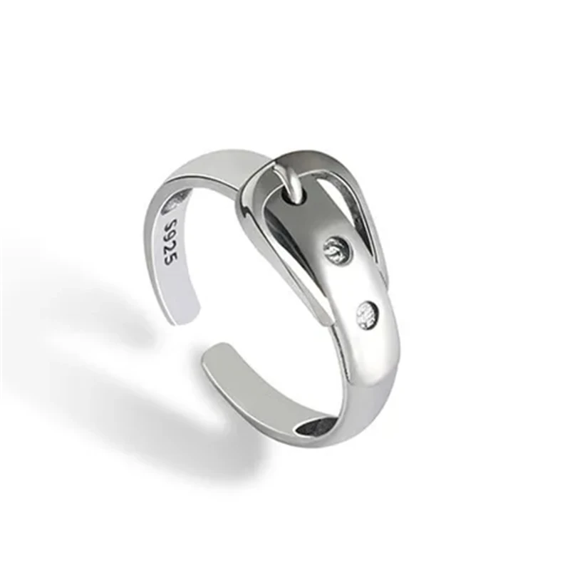 Women's Shining Zircon Adjustable 925 Sterling Silver Ring