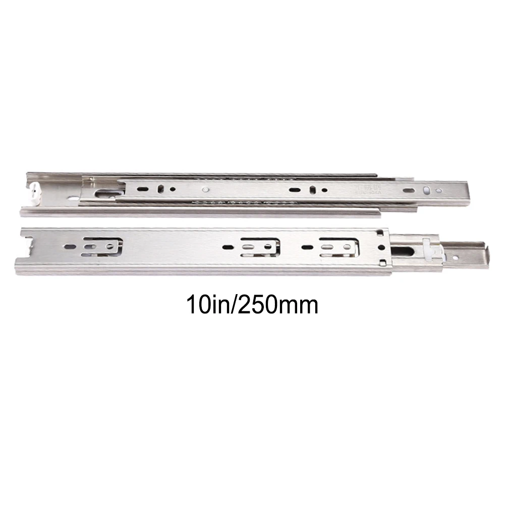 Heavy Duty 304 Stainless Steel Silent Drawer Slide Three Section Guide Rail Hydraulic Damping 100 LB Load Capacity