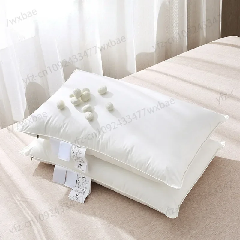 

100% Mulberry Silk Five-star Hotel Feather Velvet Cotton Baby Standard Home Single Low Pillow Resilience Good Neck Protection