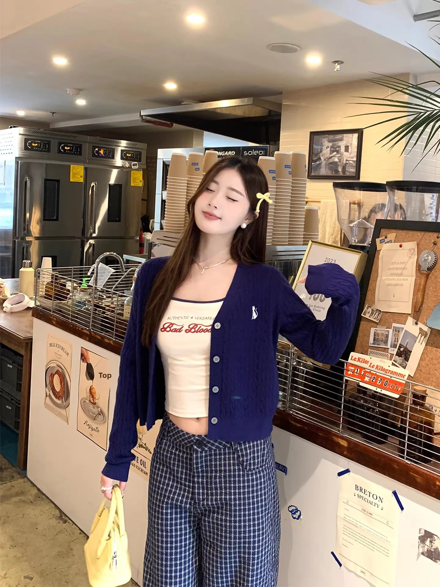 

Spring Early ort Knitted Open Cardigan Women's Faion V-ne Embroidery Design Top Quali Light Weight Korean Sle