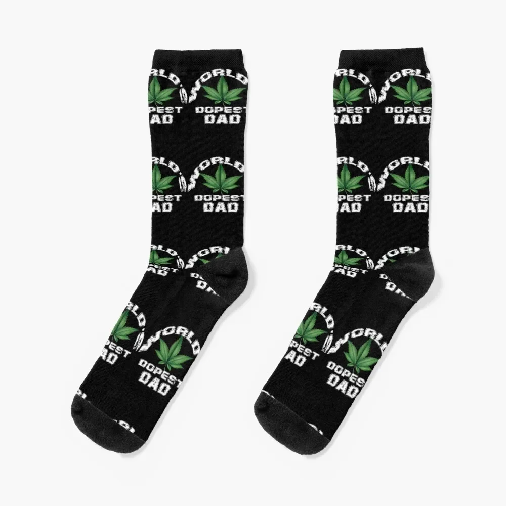 

World's Dopest Dad - Dads Who Smoke Weed - Stoner Dad Gift - Father's Day Funny for Dad Socks cycling Men Socks Women's