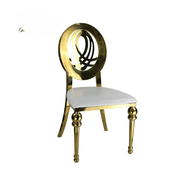 Gold Stainless Steel Chair Round Back for Wedding Banquet Hotel Event Seating USA Market