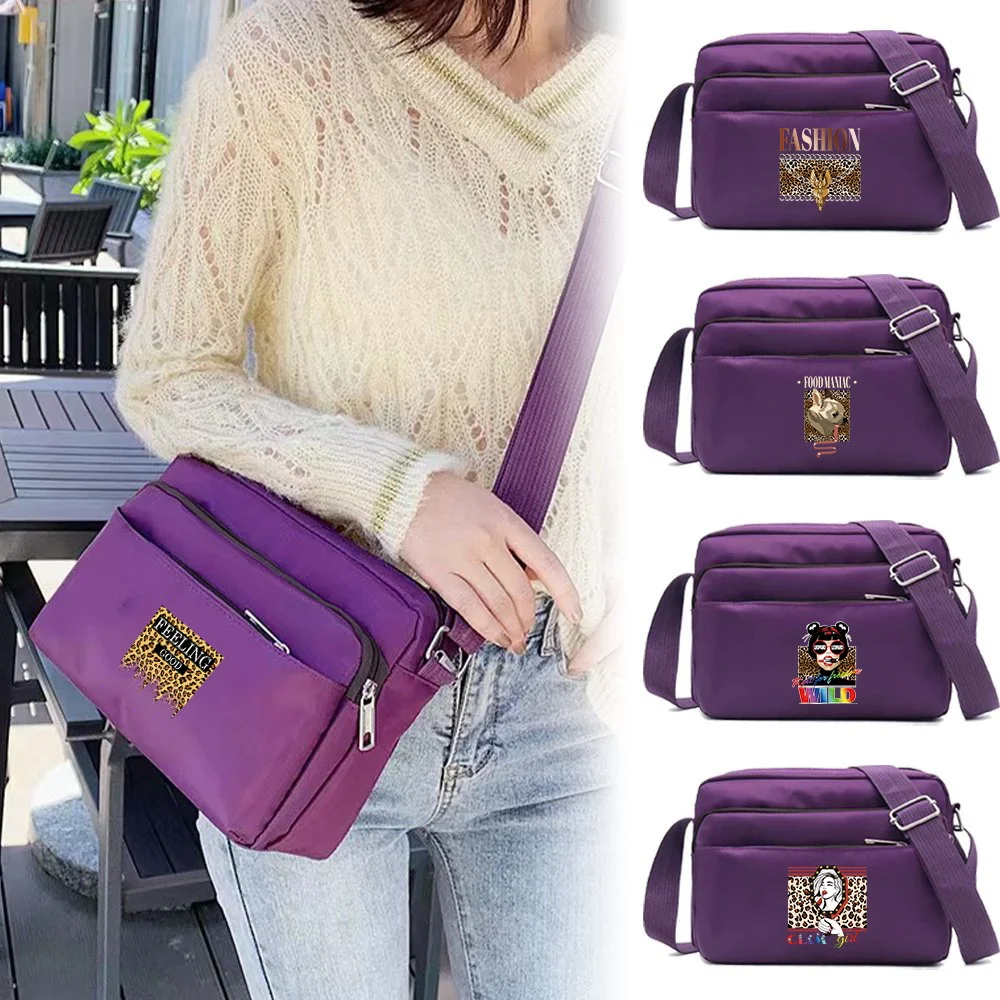 

Messenger Bag Fashion Design Sense Simple and Durable Work Commuting Leopard Pattern Printing Series Multi Layered Storage Bag
