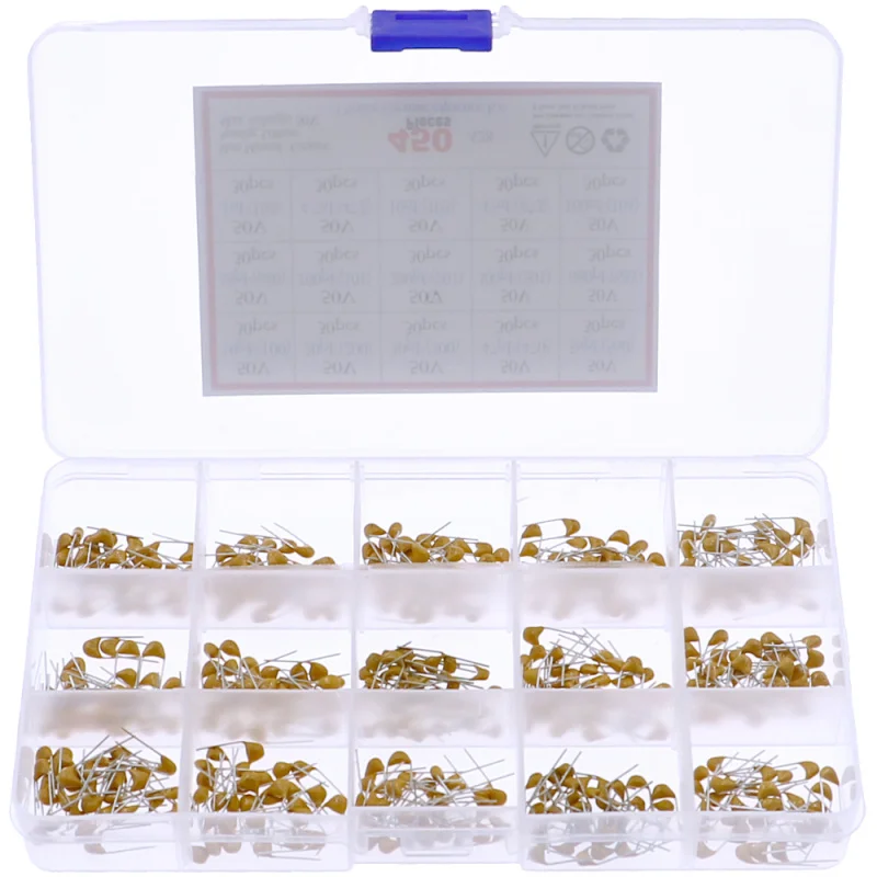 

450pcs 15 Values Monolithic Capacitor Set 50v Multi-layer Assortment Box 10pf To 100nf Electronic Components Capacitor Kit