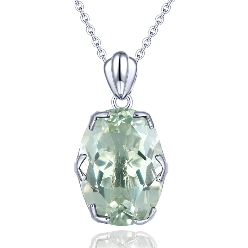 

Real 11 Carats 925 Sterling Silver Fashion Pendants Natural Green Amethyst Green Quartz Pendant For Women Jewelry Birthday Gift