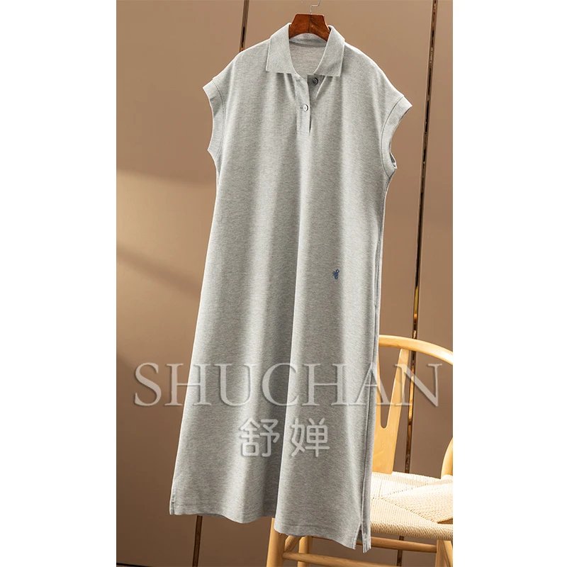 カジュアルパールコットンポロカラーバッグローテータースリーブ Tシャツドレス新しい女性 66A2 Vestidos Femininos Frete Grátis