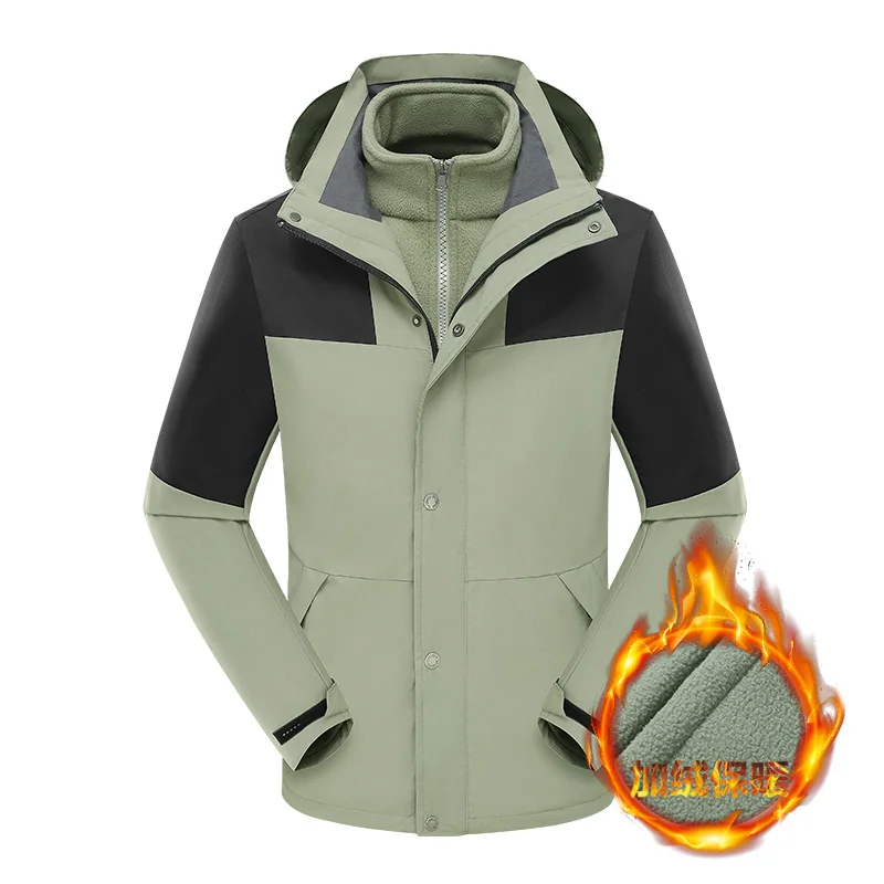 

Two-pieces Sets 3 in 1 Camping Climbing Coats Men's Rain Waterproof Jackets Windbreaker Jacket with Hood Outdoor Hiking Coats