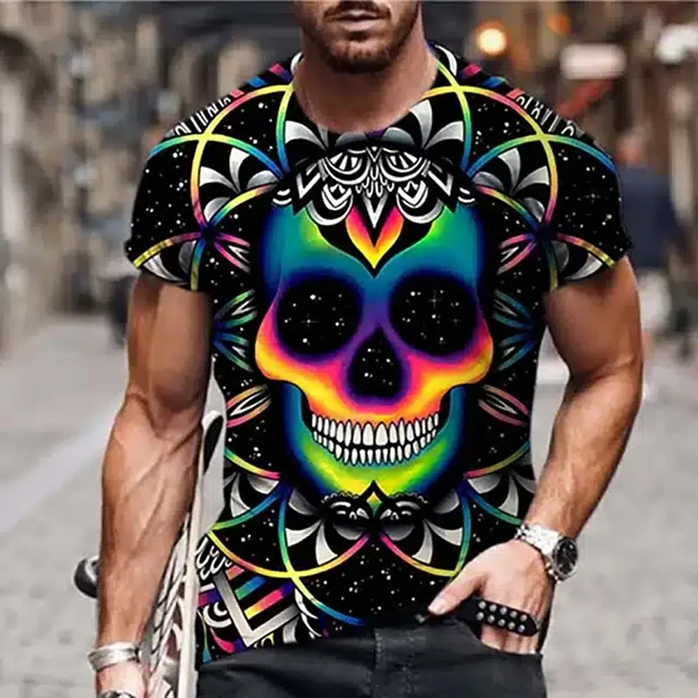 Negative Space Skeleton Rib Cage Epic Men's T Shirt Retro Print Street Clothing Summer Harajuku Short Sleeve Crew Neck Tee