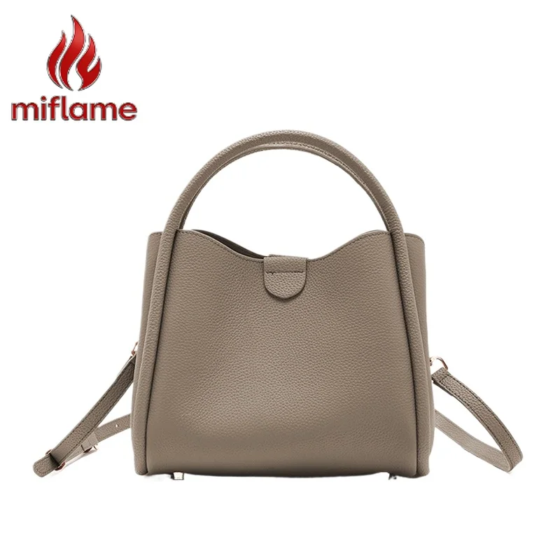 

Genuine Leather Bucket Bag Top Layer Cowhide Shoulder Crossbody Handbag Tote Women Spring Versatile Fashion