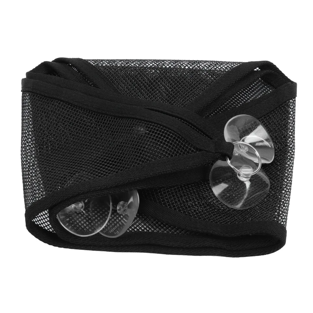 2pcs Nylon Lizard Hammock Breathable Mesh Three-Point Suction Mount Lizard Hanging Bed Fixed Triangle Size Layout Black