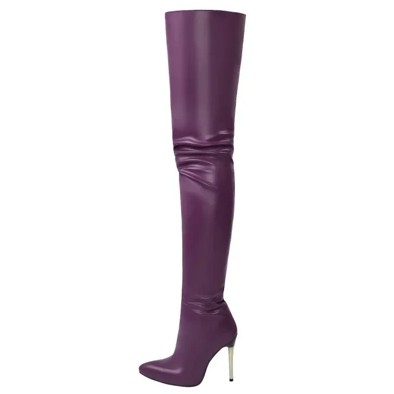 Women Over The Knee Boots High Heels Patent Leather High Heels 11CM Thin Heels Side Zipper Boot Women Fashion Stylish Shoes