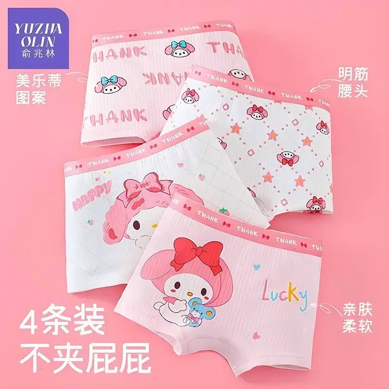 

4pcs Sweet My Melody Anime Kawaii Sanrio Children Underwear Cotton Pants Cute Baby Breathable Student Shorts Pants Gifts Toys