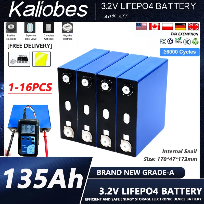 2025 new 3.2V 135Ah LiFePO4 battery Lithium iron phospha DIY 12V 24V 48V Motorcycle Electric Car Solar Inverter Boat Batteries