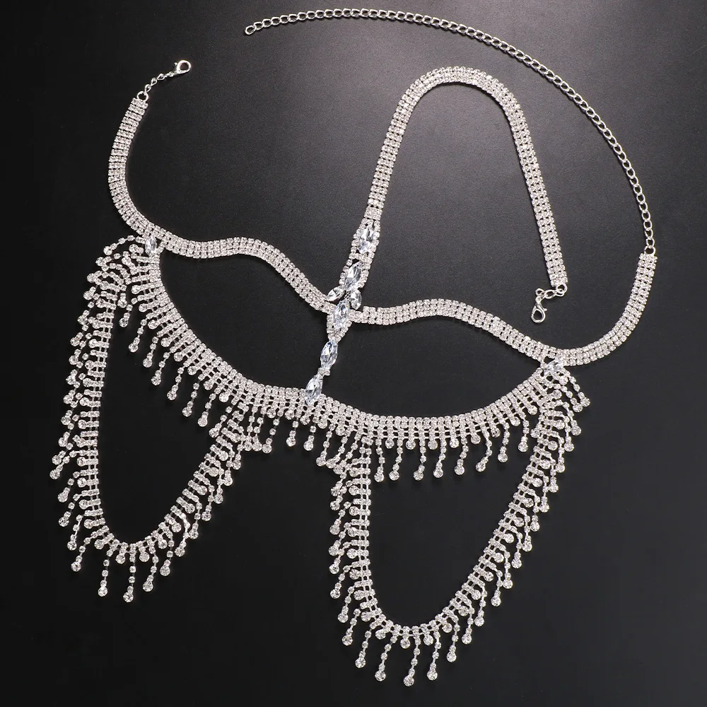 Stonefans Fashion Rhinestone Female Tassel Mask Masquerade for Women Halloween Long Face Chain Veil Wedding Accessories Party