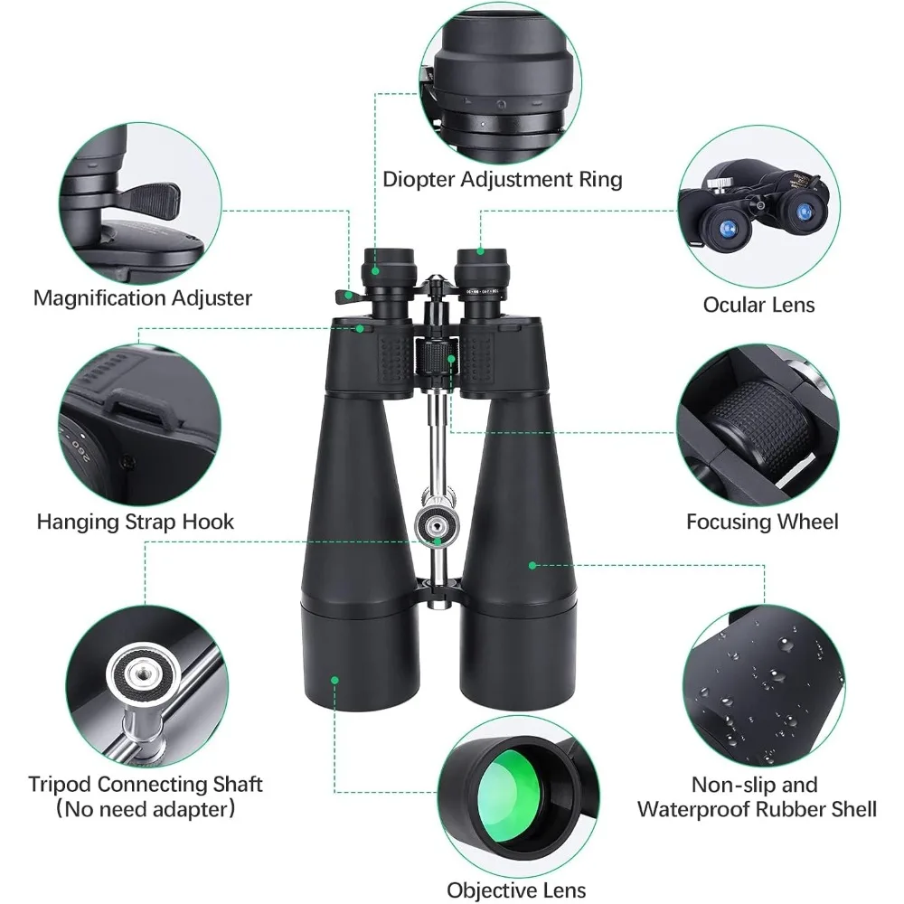 منظار عالي الطاقة 30-260X80 للبالغين، مع محول ثلاثي القوائم وحقيبة حمل (أسود، 30-260X80) #6