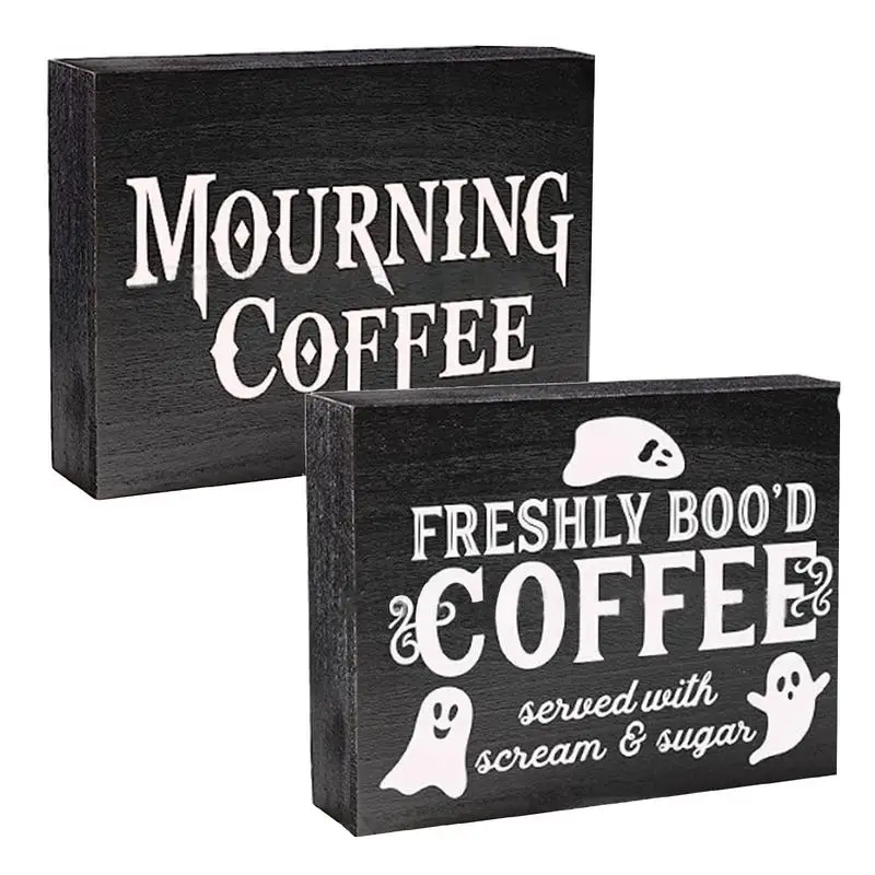 

Halloween Coffee Sign Wooden FRESHLY BOO'D Coffee Sign Mourning Coffee Sign Perfect for Holiday Kitchen Coffee Bar Decor