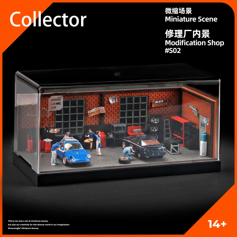 

Collector 1/64 Auto Repair Factory Workshop Simulation Little Person Model Puppet Sand Table Scene Shooting Props Miniature