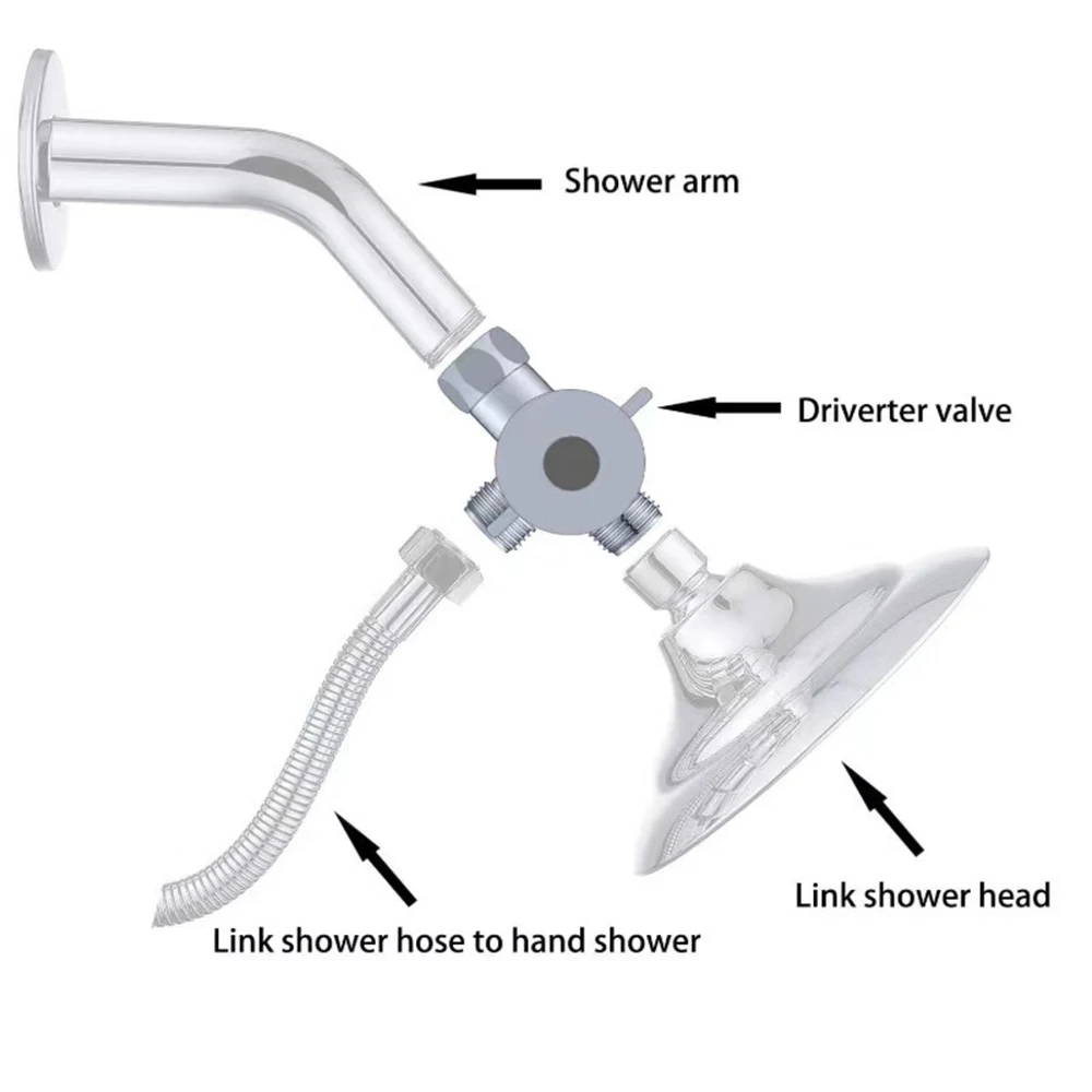 3-Way Shower Arm Diverter Valve Adjustable G1/2\