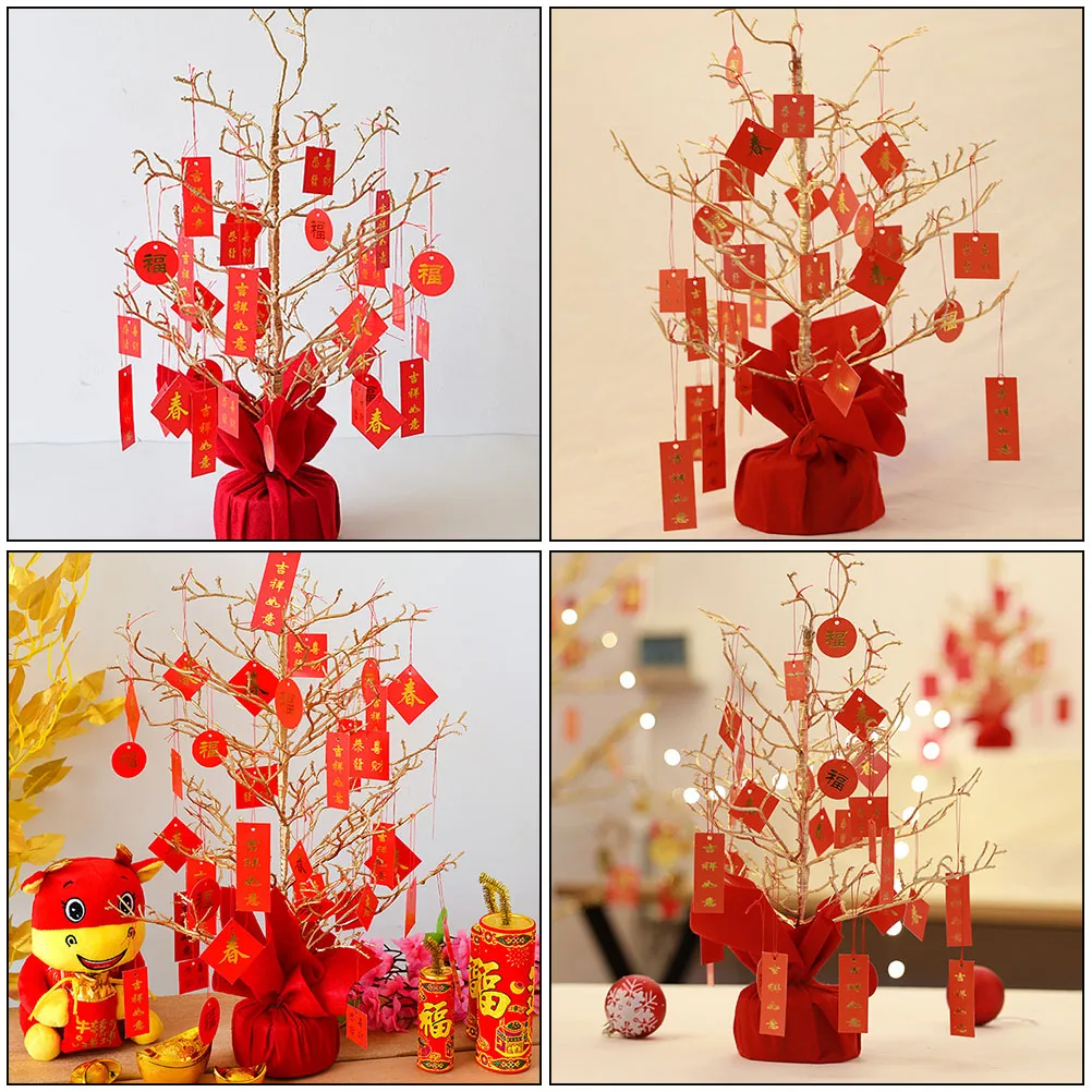 

Simulated Blessing Tree Wealth Ornament Home Decor Plastic Christmas New Year Party Supplies Exquisite Tree Ornaments Desktop