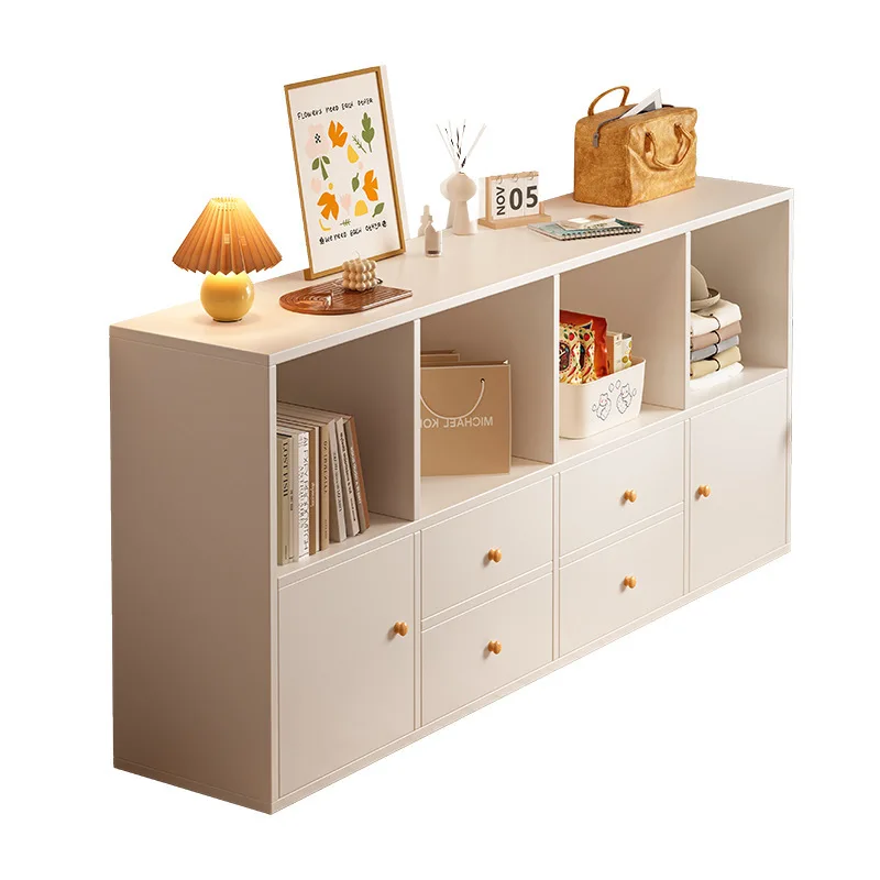 

Bedroom bedside storage, locker semi-enclosed bedside cabinet against the wall, bedside long locker