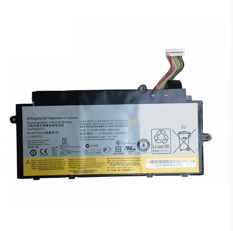 

L11M3P02 L11L6P01 Laptop Battery for Lenovo IdeaPad U31 U510 Series Tablet PC 3ICP8/60/70 3ICP40/61/69-2 11.1V 45Wh/4060mAh