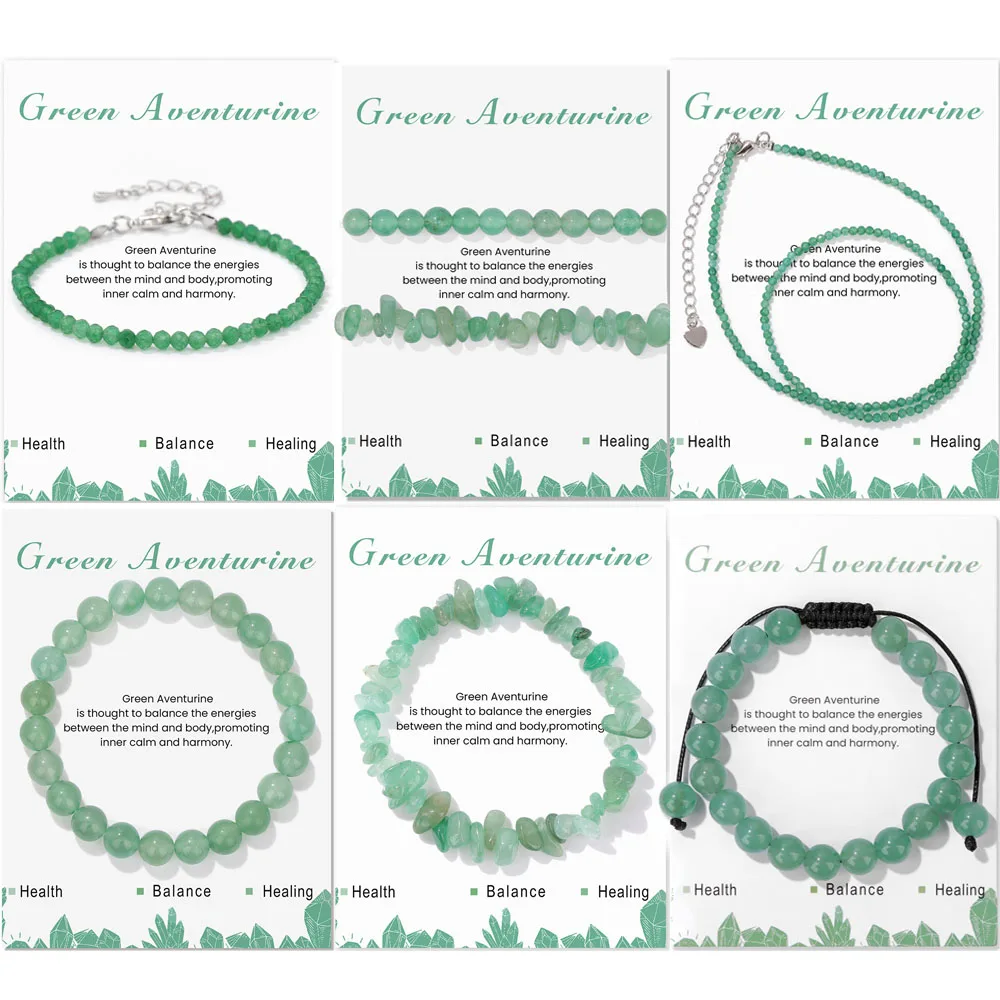 Natural Green Aventurine Bead Bracelets For Women Men Reiki Healing Energy Crystal Gravel Faceted Round Beads Bangles Jewelry