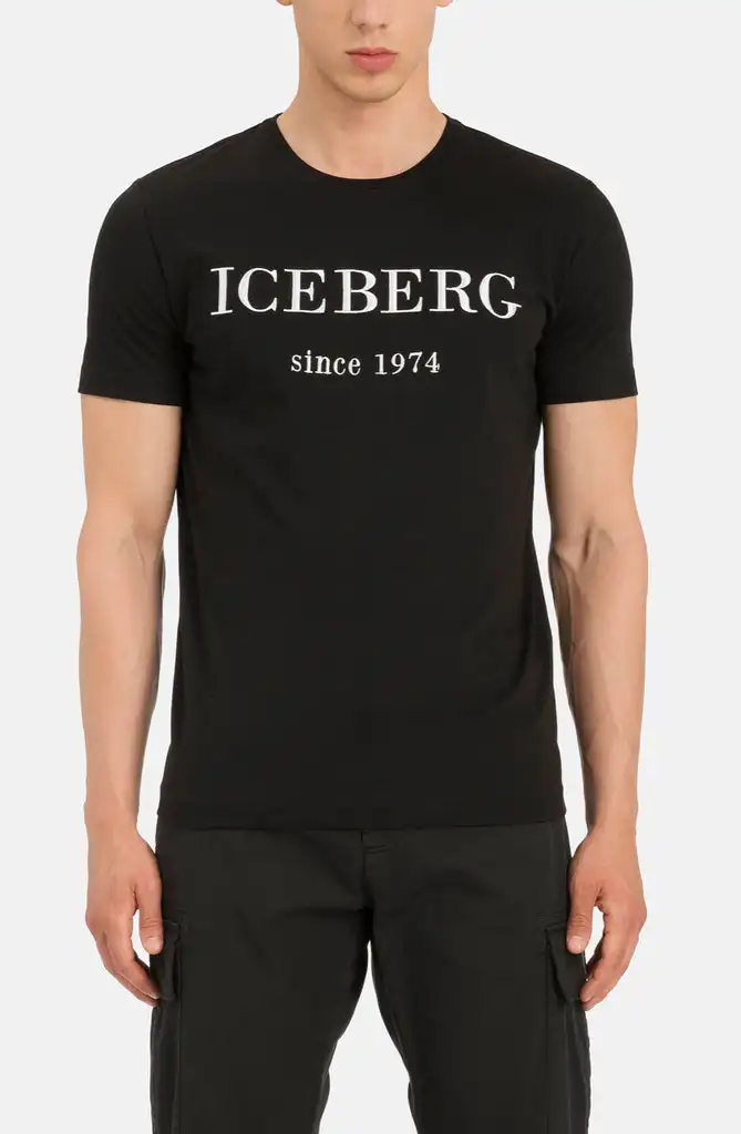 

Iceberg, брендовые футболки с периферийным узором и принтом, летние роскошные брендовые мужские и женские футболки из чистого хлопка с короткими рукавами