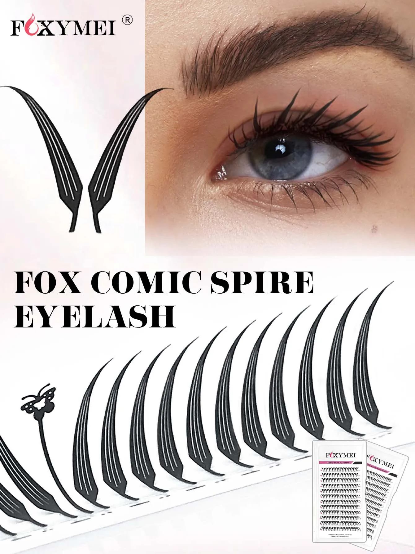 

Fox Comic Spire Наращивание ресниц 0,07 мм Различная длина Мягкие пушистые ресницы Натуральные отдельные ресницы Долговечные ресницы