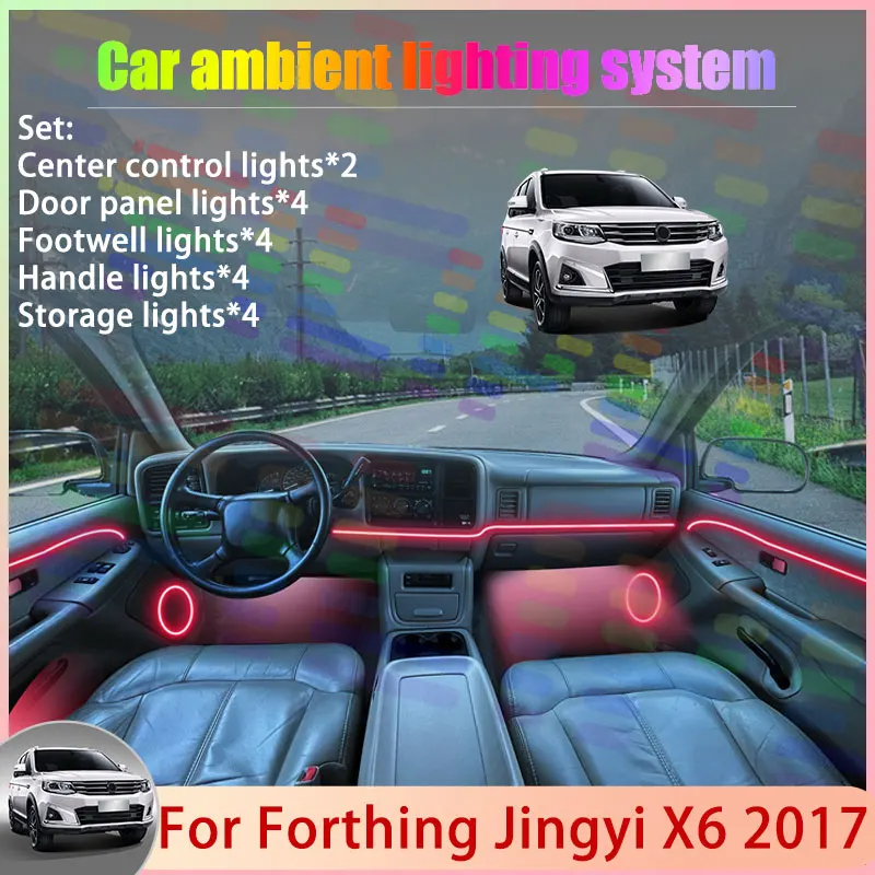 

For Forthing Jingyi X6 2017 2/24 in 1 Car Atmosphere Light Lamp RGB Shade Ensemble Streamer Atmosphere Set Accessories Auto Part
