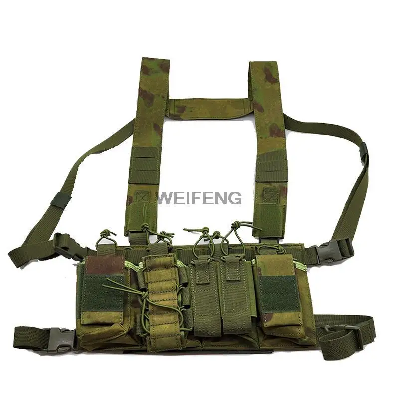 Tactical Chest Rig Bag Molle Airsoft Vest with Magazine Pouch Holster Hunting Functional Two Way Walkie Talkie Holder